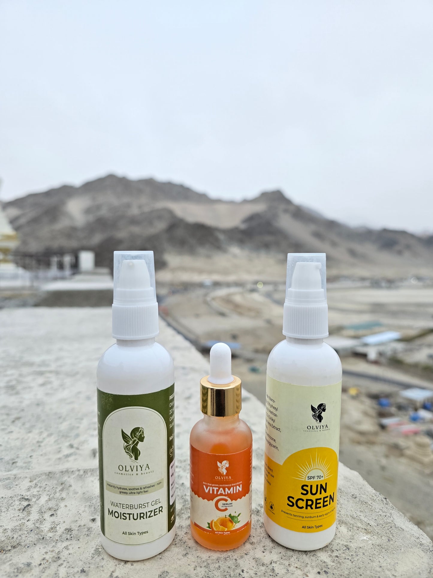 Olviya - Cosmetics & Beauty - Moisturizer gel 100ml, Vitamin C Serum 30ml & Sunscreen 100ml
