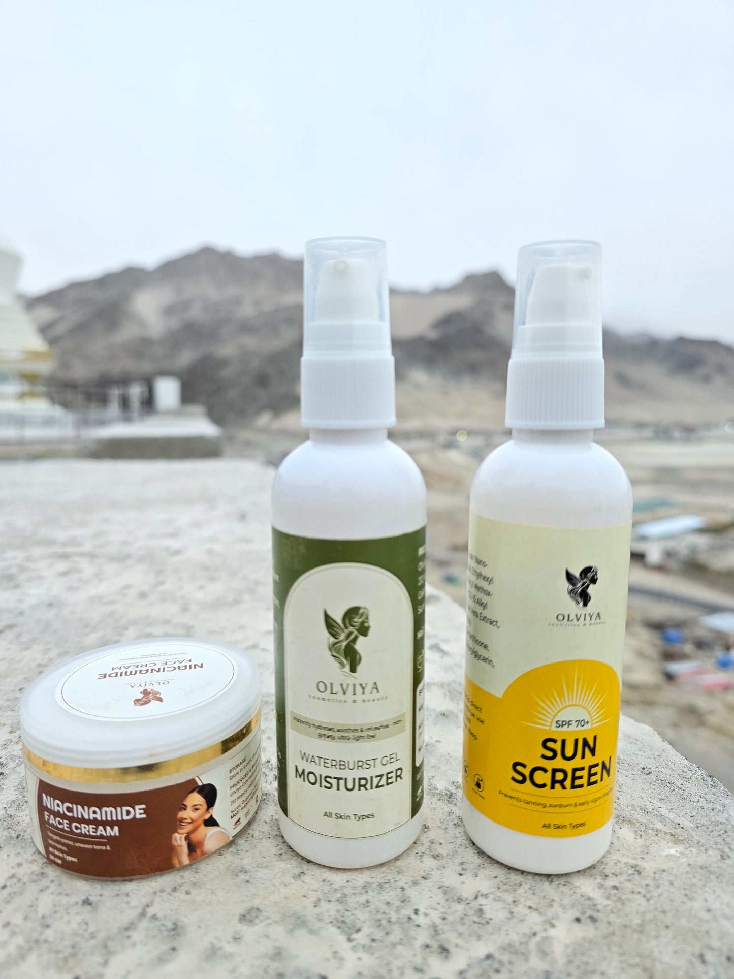 Olviya - Cosmetics & Beauty - Niacinamide Cream 50gm, Moisturizer Gel 100ml & Sunscreen 100ml
