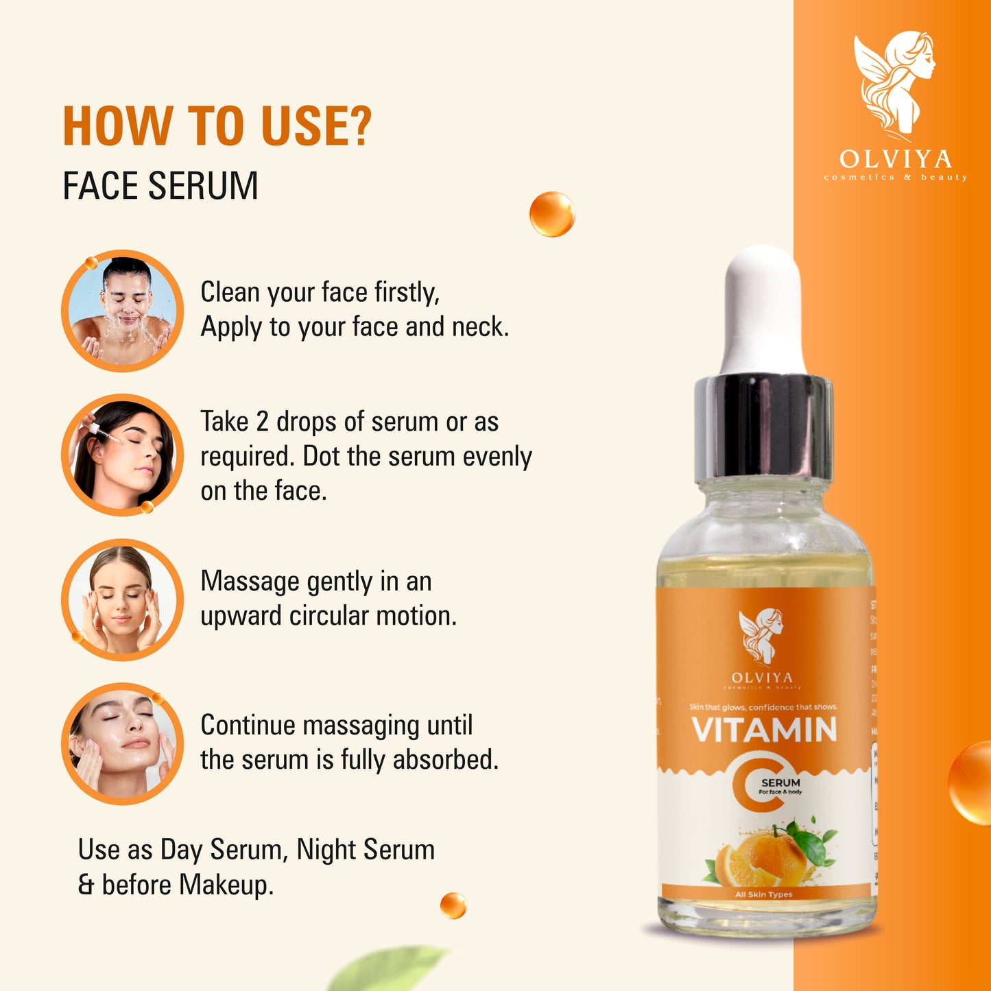 Vitamin C Face Serum – 15% Vitamin C & 5% Niacinamide with Ferulic Acid & Aloe Vera, Brightening & Anti-Aging Serum for All Skin Types (30ml)