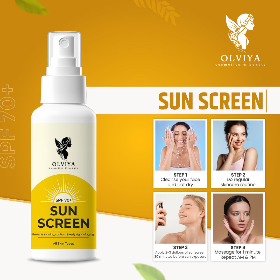 Sunscreen SPF 70+ – Broad Spectrum UV Protection with Zinc Oxide, Titanium Dioxide, Aloe Vera & Niacinamide, Water-Resistant Sunblock for All Skin Types (100ml)
