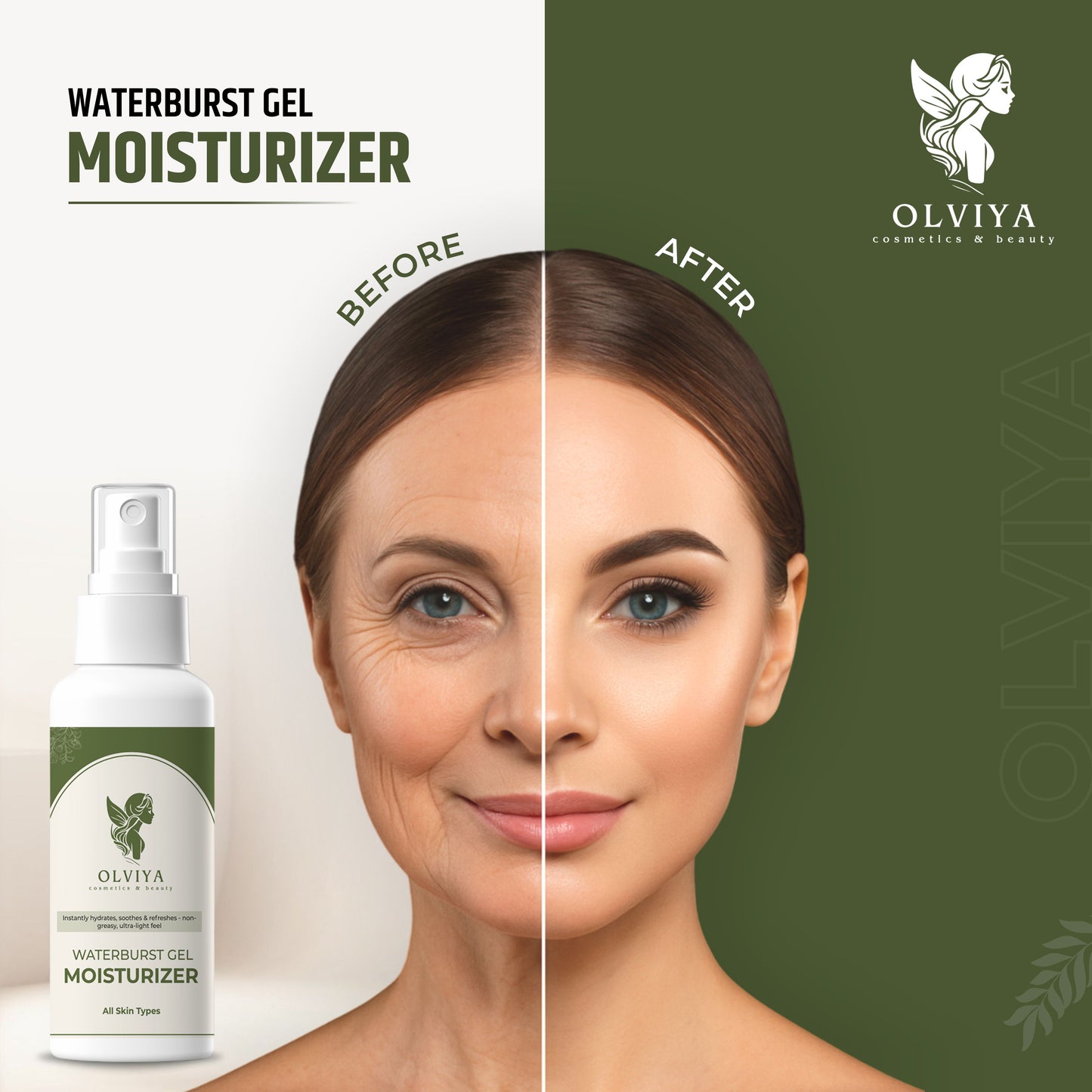 Waterburst Moisturizer Gel – Lightweight Hydration with Aloe Leaf Juice & Glycerin, Soothing & Refreshing Gel for All Skin Types (100ml)