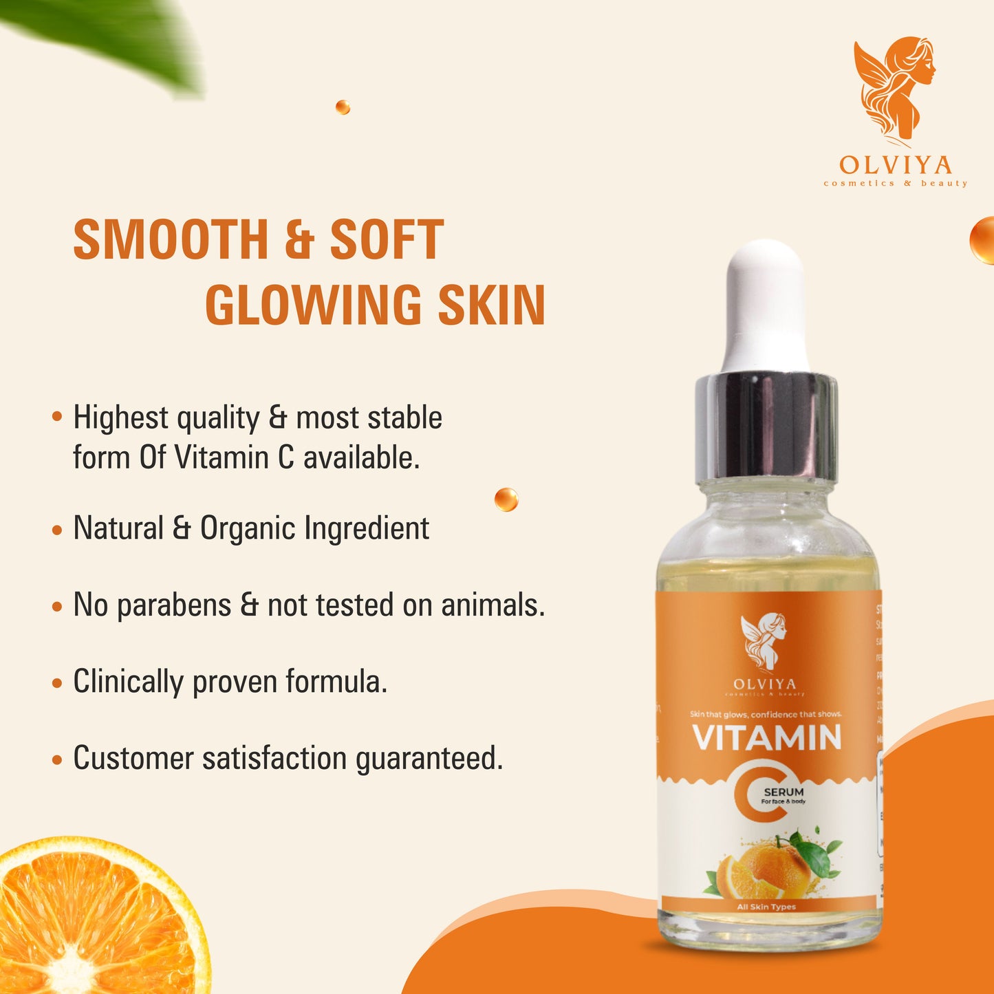 Vitamin C Face Serum – 15% Vitamin C & 5% Niacinamide with Ferulic Acid & Aloe Vera, Brightening & Anti-Aging Serum for All Skin Types (30ml)