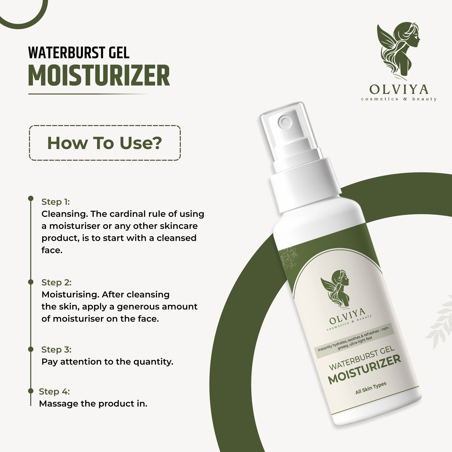 Waterburst Moisturizer Gel – Lightweight Hydration with Aloe Leaf Juice & Glycerin, Soothing & Refreshing Gel for All Skin Types (100ml)