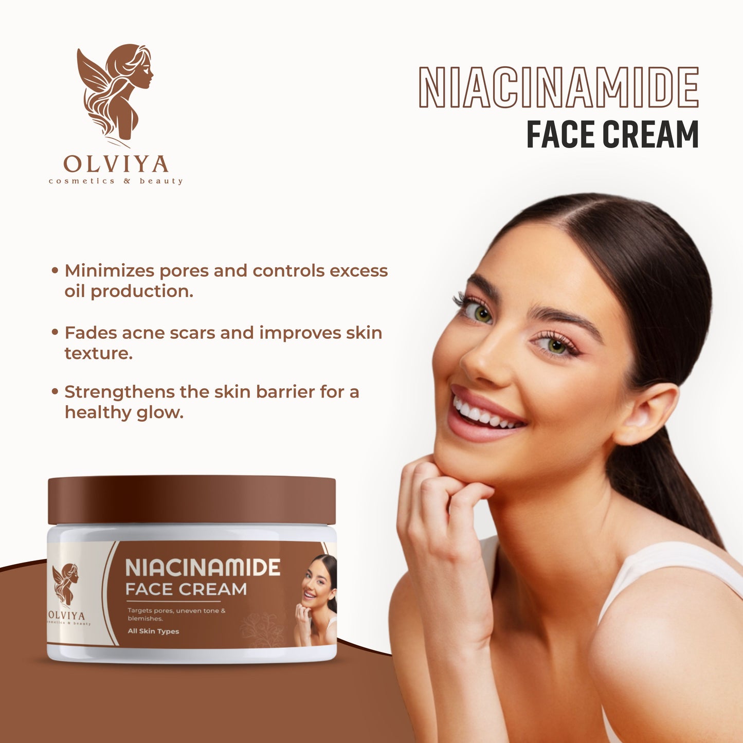 Niacinamide Face Cream โ 10% Niacinamide, Brightening & Hydrating Moisturizer with 100% Natural Ingredients, Suitable for All Skin Types (50gm)