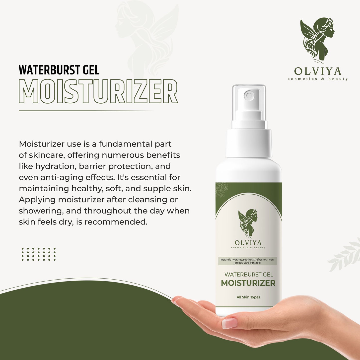 Waterburst Moisturizer Gel – Lightweight Hydration with Aloe Leaf Juice & Glycerin, Soothing & Refreshing Gel for All Skin Types (100ml)