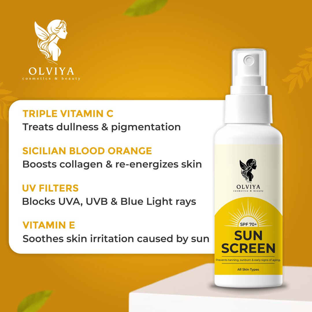Sunscreen SPF 70+ – Broad Spectrum UV Protection with Zinc Oxide, Titanium Dioxide, Aloe Vera & Niacinamide, Water-Resistant Sunblock for All Skin Types (100ml)