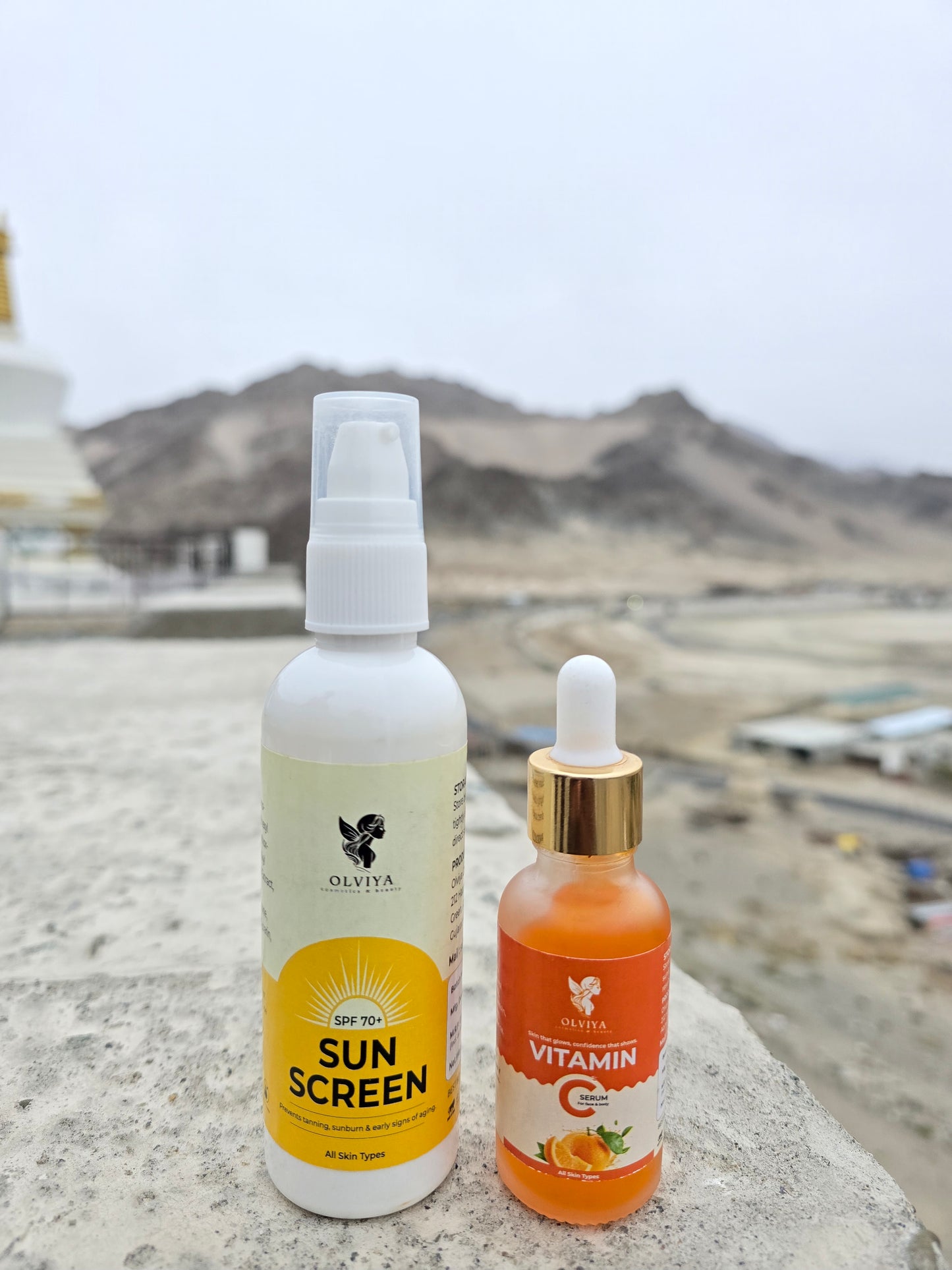 Olviya - Cosmetics & Beauty - Sunscreen 100ml & Vitamin C Serum 30ml (2 in 1 Pack)